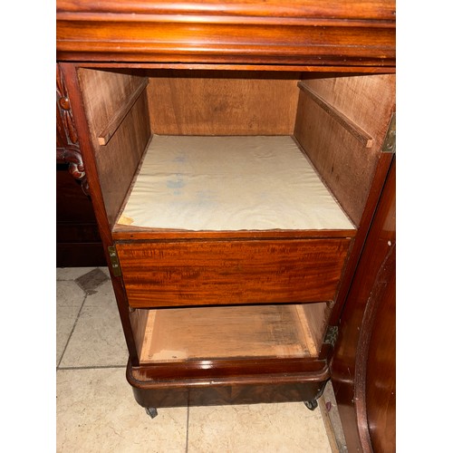 117 - A 19thC mahogany twin pedestal sideboard, central drawer and upstand to back. 192 w x 67 d x 95cm h.... 