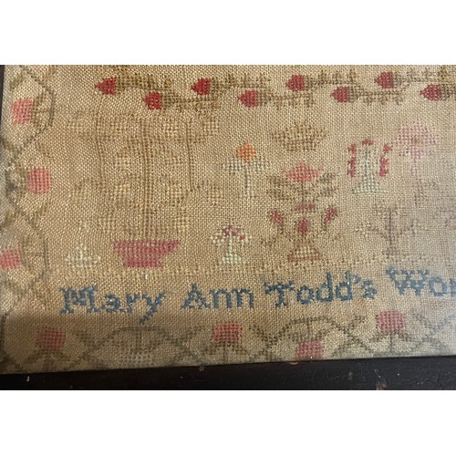 889 - A cross stitch sampler by Mary Ann Todd 1834. 50 x 53cm.