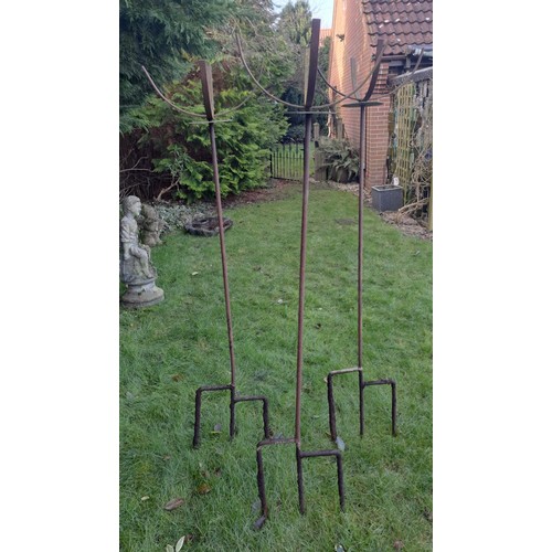 5 - Three metal garden sculptures. 165 h x 43 w 43cm d.