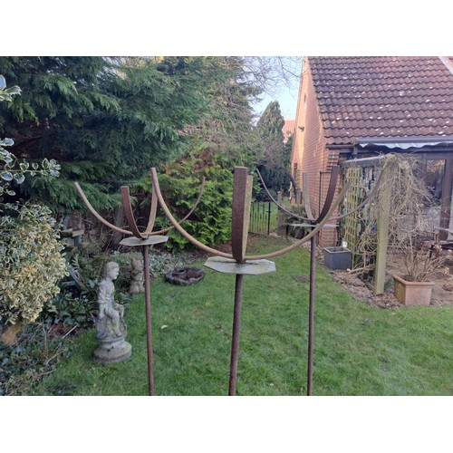 5 - Three metal garden sculptures. 165 h x 43 w 43cm d.