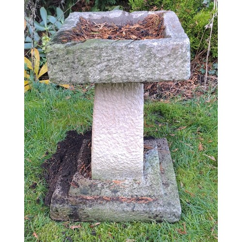 9 - A reconstituted square topped bird bath. 44 h x 32 w x 32cm d.