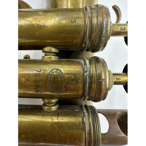 950 - A Besson & Co 'Prototype' Class A Brass Flugelhorn in green carrier along with a cornet, unmarked in... 