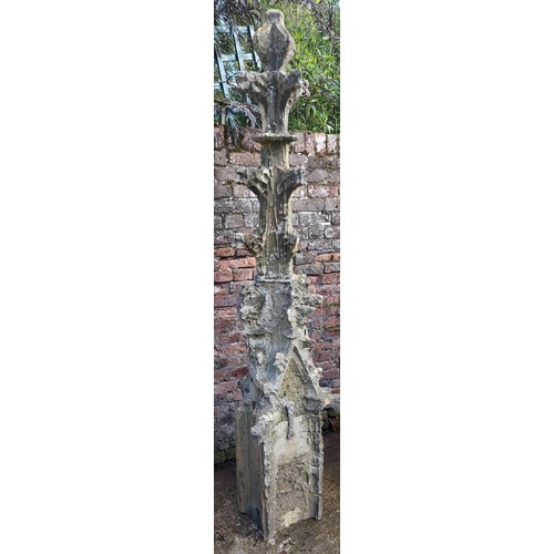 2 - A Yorkshire limestone medieval pinnacle with lead clamps ex Beverley Minster. 230cm h. CS03.