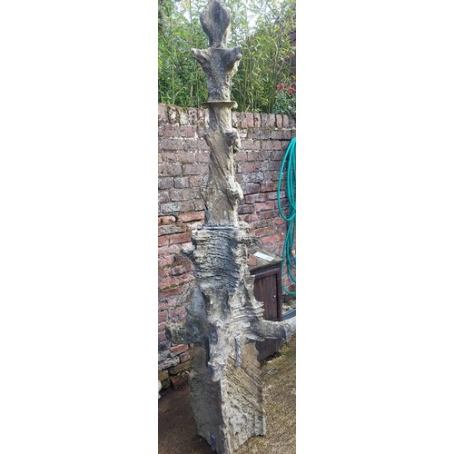 2 - A Yorkshire limestone medieval pinnacle with lead clamps ex Beverley Minster. 230cm h. CS03.