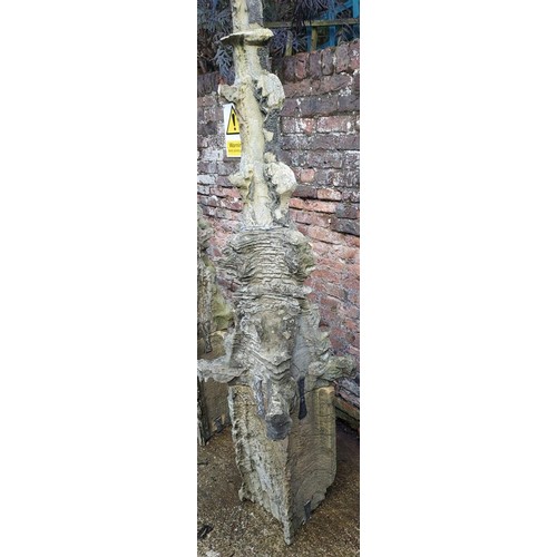 3 - A Yorkshire limestone medieval pinnacle with lead clamps ex Beverley Minster. 225cm h. CSO2.