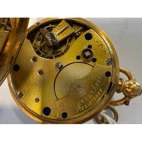 703 - An 18 carat gold ladies pocket watch with white porcelain face in original fitted case with key. Mar... 