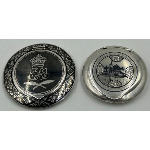 A mixture of white metal compacts to include one stamped 90 and ...