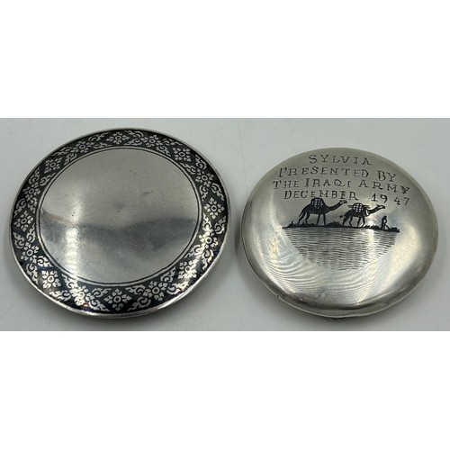 A mixture of white metal compacts to include one stamped 90 and ...
