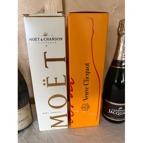 Champagne: Veuve Clicquot, Moet x 2, G.H. Mumm, Lanson