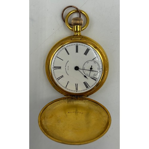 997 - American Waltham Traveler - Gold Filled base keyless Full Hunter Pocket Watch 'guaranteed to be of t... 