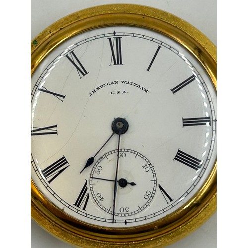 997 - American Waltham Traveler - Gold Filled base keyless Full Hunter Pocket Watch 'guaranteed to be of t... 