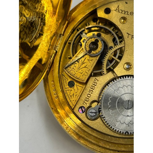 997 - American Waltham Traveler - Gold Filled base keyless Full Hunter Pocket Watch 'guaranteed to be of t... 