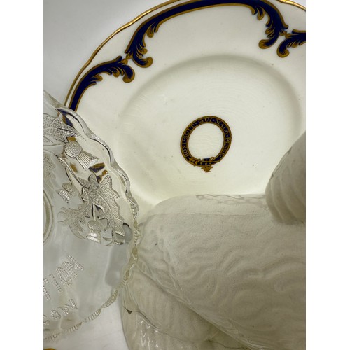 17 - A quantity of mainly 19thC ceramics and glass to include two Staffordshire dogs, Belleek, coronation... 