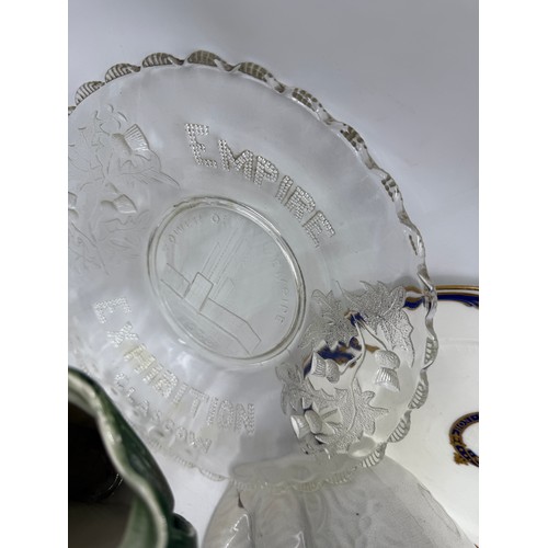 17 - A quantity of mainly 19thC ceramics and glass to include two Staffordshire dogs, Belleek, coronation... 