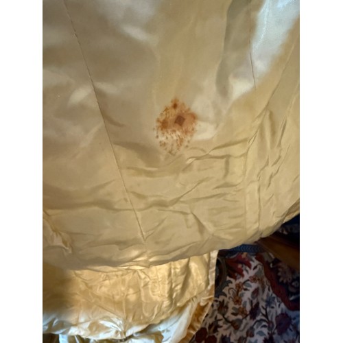 504 - A 1930's Peter Russell canary yellow sequinned bias cut dress of cotton tulle over a silk crepe bias... 