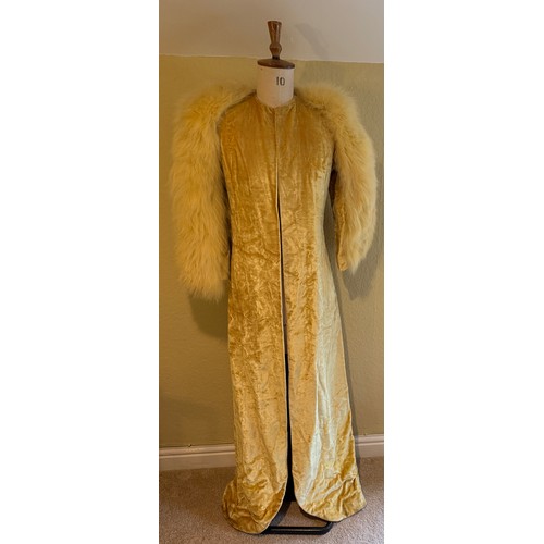 504 - A 1930's Peter Russell canary yellow sequinned bias cut dress of cotton tulle over a silk crepe bias... 