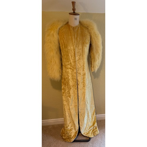 504 - A 1930's Peter Russell canary yellow sequinned bias cut dress of cotton tulle over a silk crepe bias... 