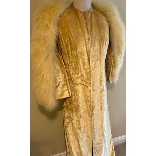 504 - A 1930's Peter Russell canary yellow sequinned bias cut dress of cotton tulle over a silk crepe bias... 