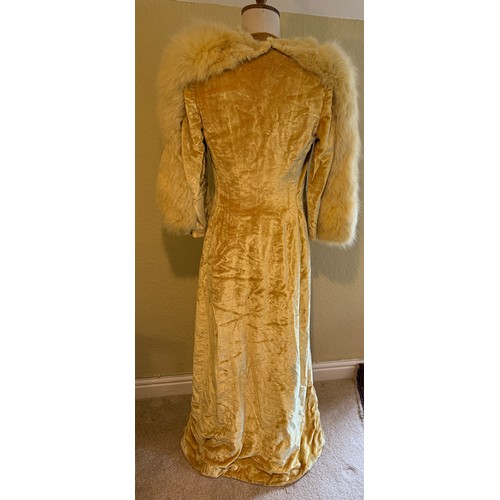 504 - A 1930's Peter Russell canary yellow sequinned bias cut dress of cotton tulle over a silk crepe bias... 