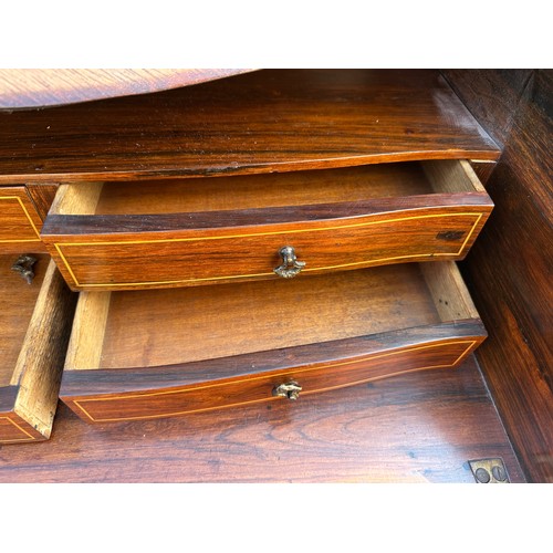 1 - A French style marquetry and parquetry ladies desk with cabriole legs, ormolu mounts and fitted draw... 