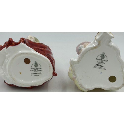 21 - A collection of Royal Doulton figures to include Blossom HN1109, A Stitch in Time HN2352, Autumn Bre... 