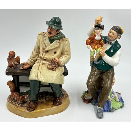 26 - A collection of Royal Doulton figures to include The Puppet Maker HN2253, Robert Burns HN3641, Friar... 