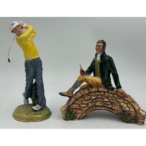 26 - A collection of Royal Doulton figures to include The Puppet Maker HN2253, Robert Burns HN3641, Friar... 
