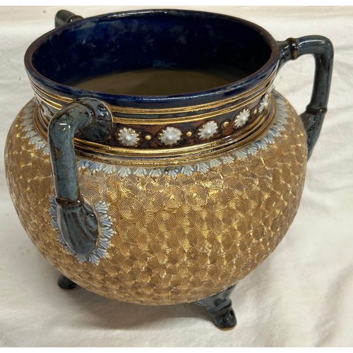 38 - A Royal Doulton Lambeth three legged jardinière in 'Gold Swirls' design 18cm h together with 1950/60... 