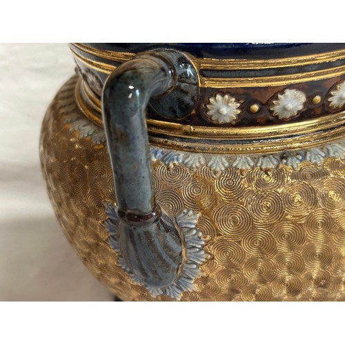 38 - A Royal Doulton Lambeth three legged jardinière in 'Gold Swirls' design 18cm h together with 1950/60... 