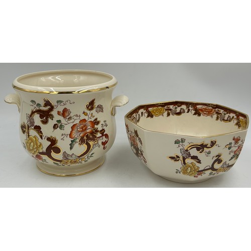 39 - A collection of Masons 'Brown Velvet' to include 2 x table lamps, planter, octagonal bowl, ginger ja... 