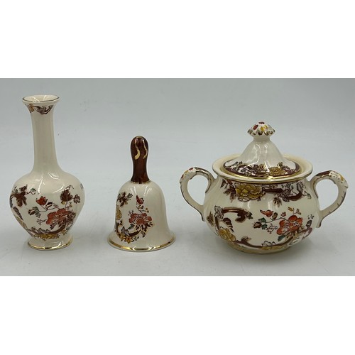 39 - A collection of Masons 'Brown Velvet' to include 2 x table lamps, planter, octagonal bowl, ginger ja... 