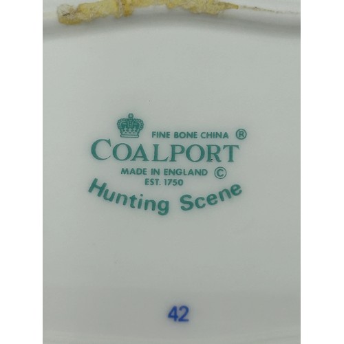 44 - A collection of 'Hunting Scenes' to include Crown Staffordshire: cake plate, lidded jar, bud vase, s... 