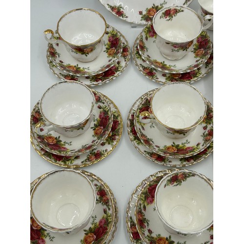 45 - A Royal Albert Country Roses part tea service to include cake plate, 6 x side small plates, 6 x sauc... 