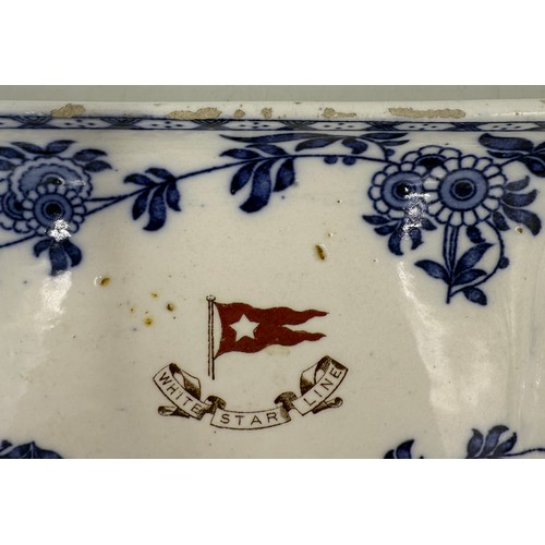 52 - White Star Line asparagus dish with recessed dipping well, marked Bisto England for Bishop & Stonier... 