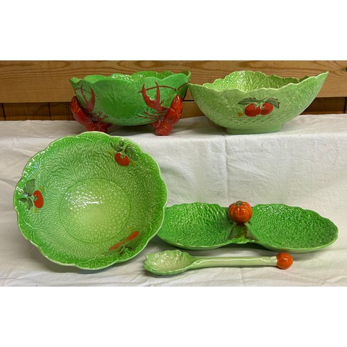 60 - A collection of Carlton Ware, Crown Devon & Beswick all in lettuce leaf/cabbage design to include Ca... 