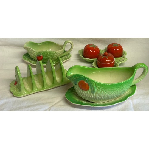 60 - A collection of Carlton Ware, Crown Devon & Beswick all in lettuce leaf/cabbage design to include Ca... 