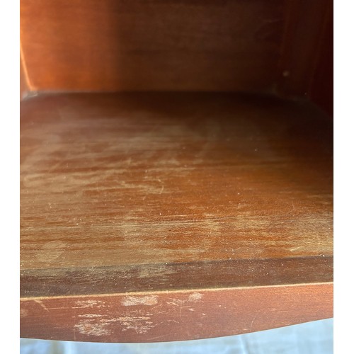 4 - A pair of 20thC bedside tables, with gallery back, single drawer and open well, on carved tapered su... 