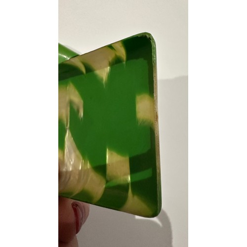 13 - Two vintage celluloid Art Deco 1920's/1930's cigarette cases both modelled as purses, green case wit... 