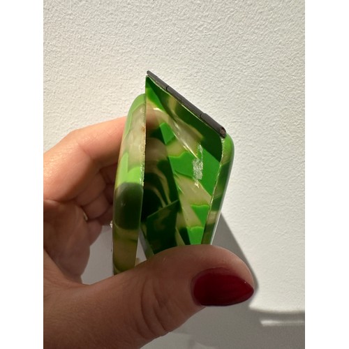 13 - Two vintage celluloid Art Deco 1920's/1930's cigarette cases both modelled as purses, green case wit... 