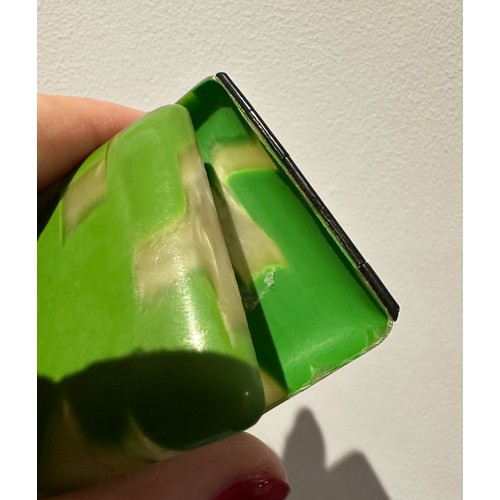 13 - Two vintage celluloid Art Deco 1920's/1930's cigarette cases both modelled as purses, green case wit... 