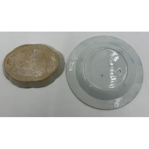 218 - A Spode dish in blue 'tower' pattern design with mark to base 26.5cm x 18cm, a Worcester shell shape... 