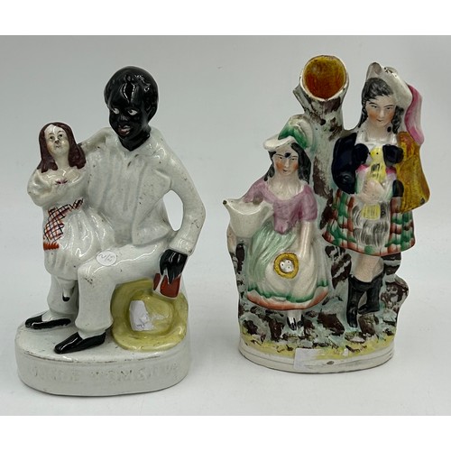 238 - A quantity of mainly 19thC ceramics to include Staffordshire figures, Uncle Tom and Eva and pastille... 