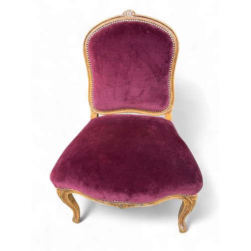 36 - A 19thC pair of French cabriole side chairs. 92 h x 61cm w.