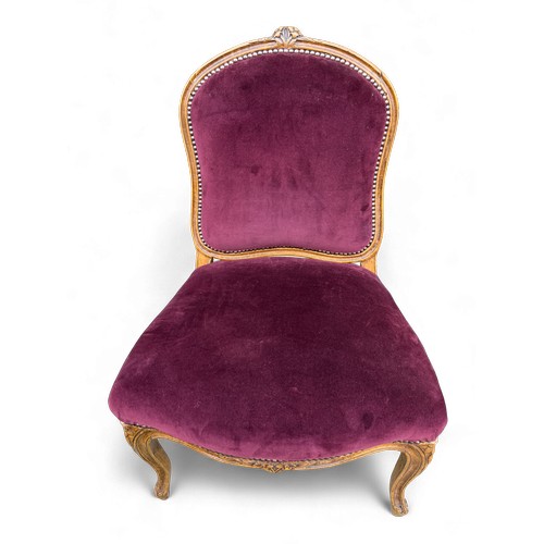 36 - A 19thC pair of French cabriole side chairs. 92 h x 61cm w.
