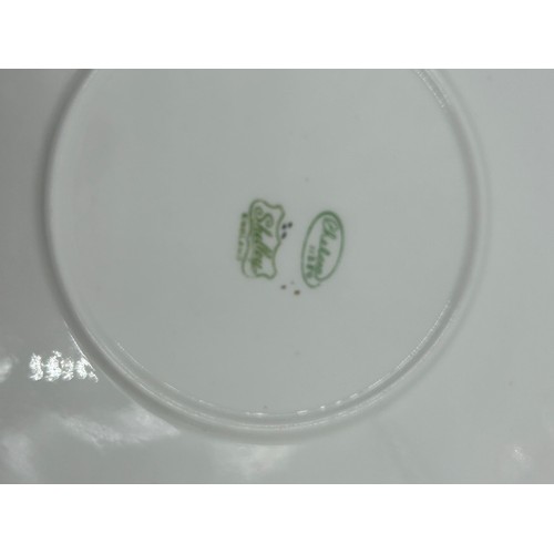 214 - A Shelley Chelsea pattern tea service to include a square cake plate, a teapot with stand, a lidded ... 