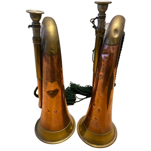 Two Brass and Copper Military bugles complete with mouth pieces and ...