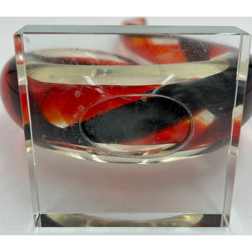 460 - A collection of mid 20thC glass to include 2 x vases with lugs in blue & green by Edvin Ollers for K... 