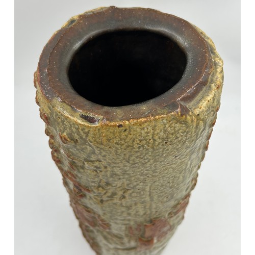 213 - Bernard Rooke (British 1938-): A studio pottery vase with relief pattern, makers mark 'Rooke' stampe... 