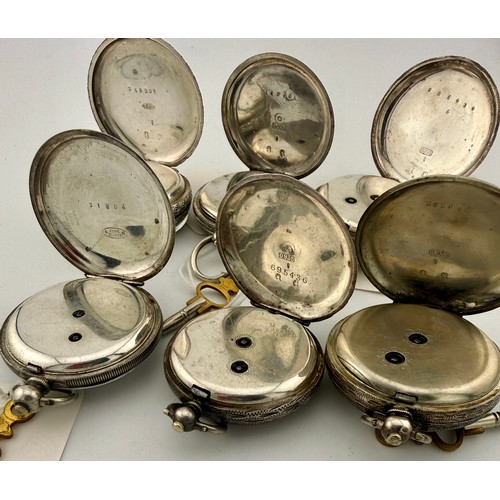 835 - Six white metal cased ladies pocket watches. All marked .935. All with white enamel faces, two with ... 