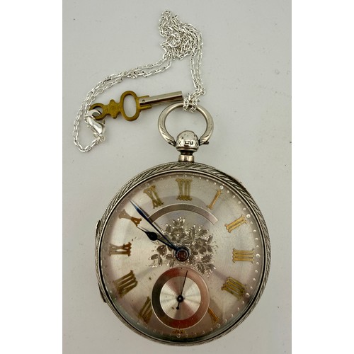 837 - A Victorian English hallmarked silver fusée pocket watch, Chester 1899. Total weight 146.1gm.